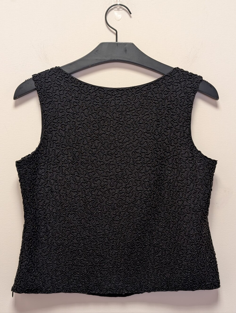 Vintage Burberrys' Black Silk Beaded Evening Shell Top Sleeveless 4P Luxury - Picture 9 of 15